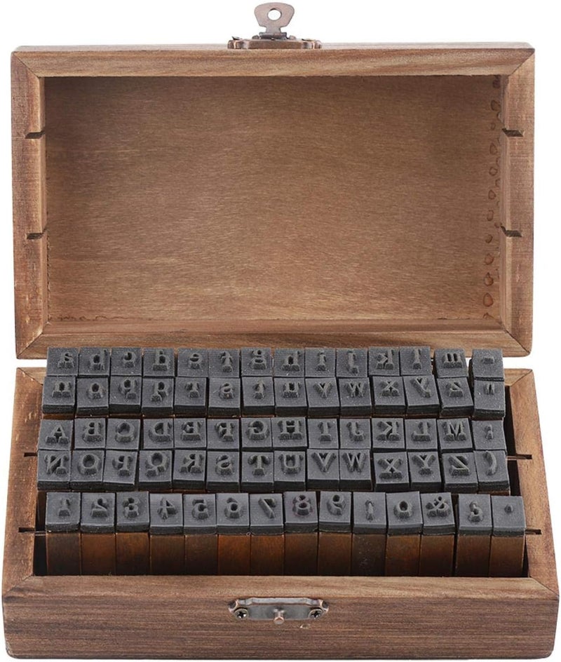 woobles Letter Stamps for Clay, Retro Wooden Mini Letter Stamp Woodenink Letter and Number Stamps Set Art Handicraft Card Making - Image 1